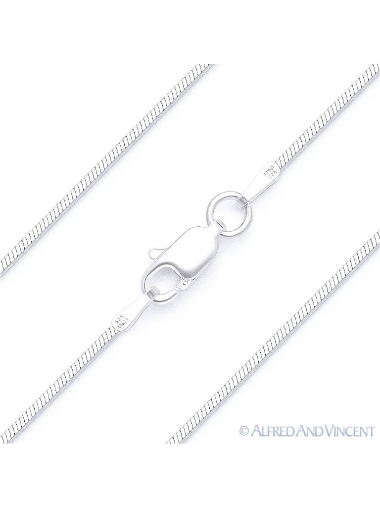 0.7mm 4-Sided Snake Link Italian Chain Necklace In .925 Sterling Silver - 20"